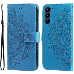 Mobigear Flowers Housse Samsung Galaxy S23 Etui Porte-Monnaie - Bleu