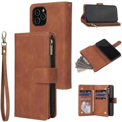 Mobigear Zipper Housse iPhone 12 Pro Etui Porte-Monnaie - Marron