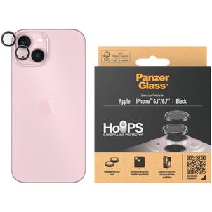 PanzerGlass Hoops iPhone 15 Verre trempé Protection Objectif Caméra - Compatible Coque - Noir