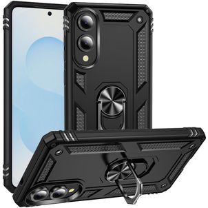 Mobigear Armor Ring Coque Samsung Galaxy S25 Edge Coque arrière Rigide Anti-Chocs avec Anneau-Support - Noir