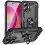 Mobigear Armor Ring Coque iPhone 16 Plus Coque arrière Rigide Anti-Chocs avec Anneau-Support - Noir
