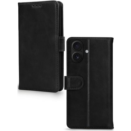 Mobilize Wallet Housse iPhone 17 Etui en Cuir Véritable Porte-Monnaie - Noir