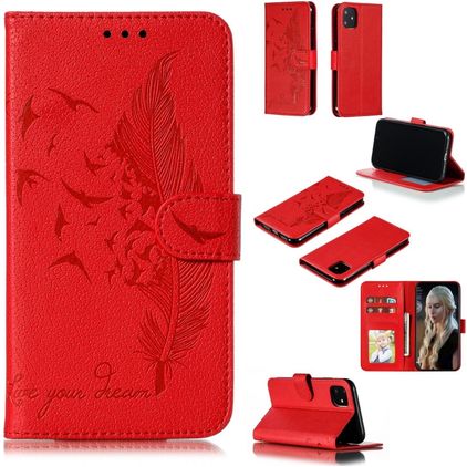 Mobigear Feather iPhone 11 Étui Portefeuille - Rouge