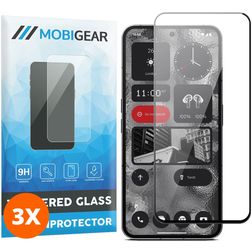 Mobigear Premium Nothing Phone (2) Verre trempé Protection d'écran - Compatible Coque - Noir (Lot de 3)