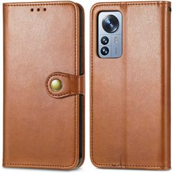 Mobigear Snap Button Xiaomi 12 Pro Étui Portefeuille - Marron