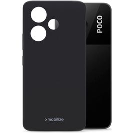 Mobilize Rubber Gelly Coque POCO M6 Coque arrière en TPU Souple - Noir