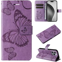 Mobigear Butterfly Housse iPhone 16 Pro Max Etui Porte-Monnaie - Violet