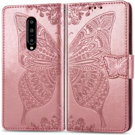 Mobigear Butterfly Housse OnePlus 7 Pro Etui Porte-Monnaie - Rose doré