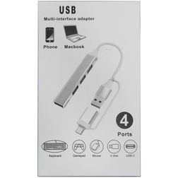 Xccess 4 USB Hub - Hub USB-A / USB-C vers USB-A 0.1 mètre - Gris