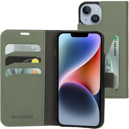 Mobiparts Classic Wallet Housse iPhone 14 Etui Porte-Monnaie - Stone Green