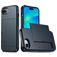 Mobigear Card Coque iPhone 16e Coque arrière Rigide Anti-Chocs avec Porte-Cartes - Bleu