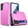 Mobigear Card Coque Samsung Galaxy S21 Plus Coque arrière Rigide Anti-Chocs avec Porte-Cartes - Rose