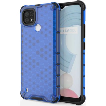 Mobigear Honeycomb Realme C21 Plastique rigide Coque arrière Antichoc - Bleu