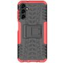 Mobigear Tire Coque Samsung Galaxy A14 Coque arrière Rigide Anti-Chocs avec Support Amovible - Noir / Rouge