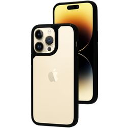 Mobiparts Rugged Clear iPhone 14 Pro Max Plastique rigide Coque arrière Antichoc - Transparent / Noir