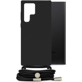 Mobilize Lanyard Gelly Samsung Galaxy S22 Ultra Coque avec cordon en TPU Souple - Noir