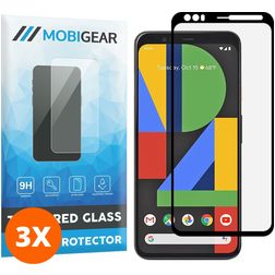 Mobigear Premium Google Pixel 4 Verre trempé Protection d'écran - Compatible Coque - Noir (Lot de 3)