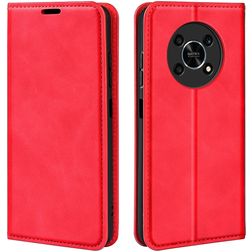Mobigear Retro Slim HONOR Magic 4 Lite Étui Portefeuille - Rouge