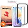 GrizzlyCoat Easy Fit iPhone 15 Verre trempé Protection d'écran - Compatible Coque + Cadre d'installation - Noir (Lot de 2)