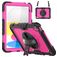 Mobigear SureGrip Xtreme Coque iPad 11 (2025) Coque arrière en Plastique rigide,Silicone + Bandoulière + Support Amovible - Noir / Rose