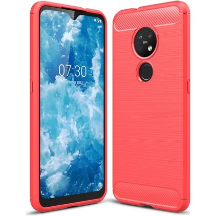 Mobigear Brushed Slim Coque Nokia 7.2 Coque arrière en TPU Souple - Rouge