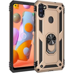 Mobigear Armor Ring Coque Samsung Galaxy A11 Coque arrière Rigide Anti-Chocs avec Anneau-Support - Or