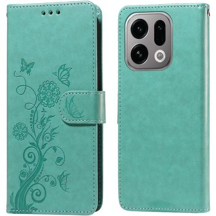 Mobigear Flowers OPPO Find X9 Étui Portefeuille - Vert