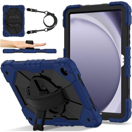 Mobigear SureGrip Xtreme Samsung Galaxy Tab A9 Plus (2023) Plastique rigide / Silicone Coque arrière + Bandoulière + Support - Bleu