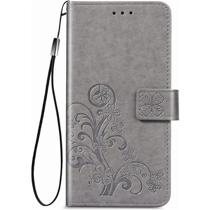 Mobigear Clover Motorola One Fusion Plus Étui Portefeuille - Gris