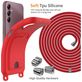 Mobigear Lanyard Card Samsung Galaxy S24 FE Coque avec cordon en Silicone et Porte-Cartes - Rouge