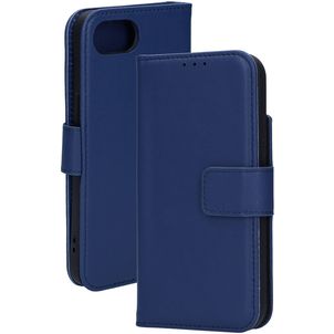 Mobiparts Housse iPhone 16e Etui en Cuir Véritable Porte-Monnaie - Bleu