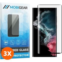 Mobigear Premium Samsung Galaxy S22 Ultra Verre trempé Protection d'écran - Compatible coque - Noir (Lot de 3)
