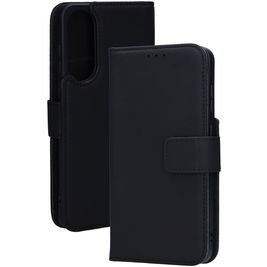 Mobiparts Wallet Housse Samsung Galaxy S25 Edge Etui en Cuir Véritable Porte-Monnaie - Noir