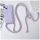 Mobigear Lanyard Card iPhone 15 Plus Coque avec cordon en Silicone et Porte-Cartes - Violet