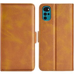 Mobigear Slim Magnet Housse Motorola Moto G22 Etui Porte-Monnaie - Cognac