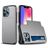 Mobigear Card Coque iPhone 13 Coque arrière Rigide Anti-Chocs avec Porte-Cartes - Gris
