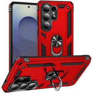 Mobigear Armor ring Coque Samsung Galaxy S26 Ultra Coque arrière Rigide Anti-Chocs avec Anneau-Support - Rouge