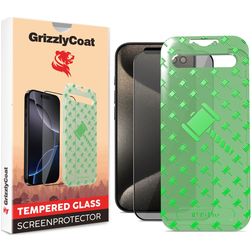 GrizzlyCoat Easy Align AntiSpy iPhone 15 Pro Verre trempé Protection d'écran Confidentialité - Compatible Coque + Cadre d'installation - Noir