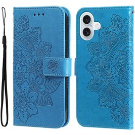 Mobigear Flowers Housse iPhone 17 Etui Porte-Monnaie - Bleu