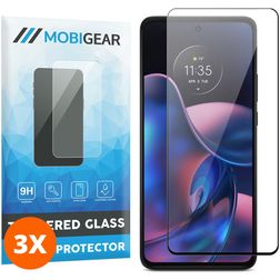 Mobigear Premium Motorola Edge (2022) Verre trempé Protection d'écran - Compatible Coque - Noir (Lot de 3)
