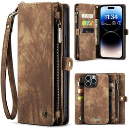 Caseme 008 Housse iPhone 15 Pro Etui avec Coque Détachable Porte-Monnaie - Marron