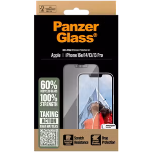 PanzerGlass Ultra-Wide Fit iPhone 14 Verre trempé Protection d'écran - Compatible Coque