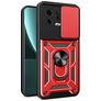 Mobigear Armor Ring Cam Slide Coque Xiaomi 13 Coque arrière Rigide Anti-Chocs avec Anneau-Support et Protecteur Lentilles - Rouge