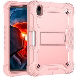 Mobigear ShieldStand Coque iPad Mini 6 (2021) Coque arrière en Plastique rigide,Silicone + Porte-crayon + Support Amovible - Rose