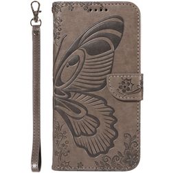 Mobigear Butterfly Housse Samsung Galaxy S25 Etui Porte-Monnaie - Gris