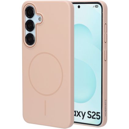 Mobiparts Slim Line Samsung Galaxy S25 MagSafe Plastique rigide Coque arrière - Dune Sand