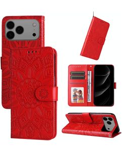 Mobigear Sunflower iPhone 18 Pro Max Étui Portefeuille - Rouge