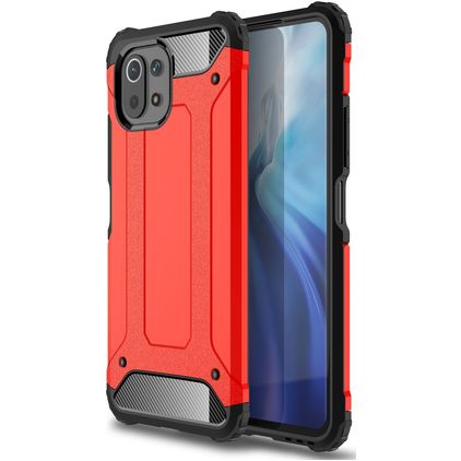 Mobigear Outdoor Xiaomi Mi 11 Lite Plastique rigide Coque arrière Antichoc - Rouge