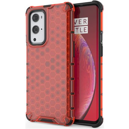 Mobigear Honeycomb Coque OnePlus 9 Pro Coque arrière Rigide Anti-Chocs - Rouge