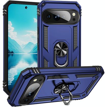 Mobigear Armor Ring Coque Google Pixel 10 Pro XL Coque arrière Rigide Anti-Chocs avec Anneau-Support - Bleu